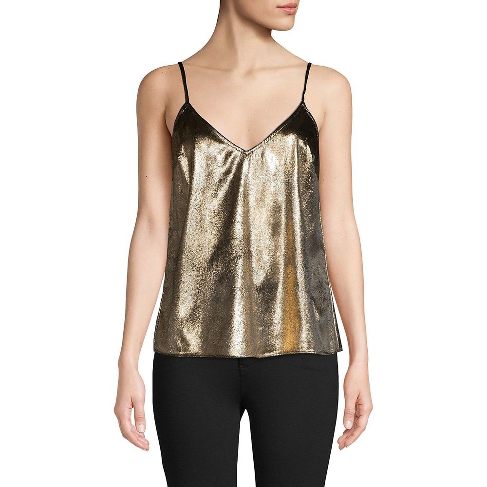 FRAME Metallic Velvet Camisole Gold Sz S